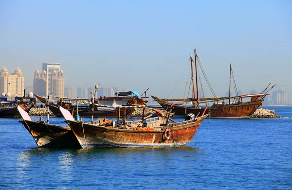 Dhows in Doha Bay — Stock Photo, Image
