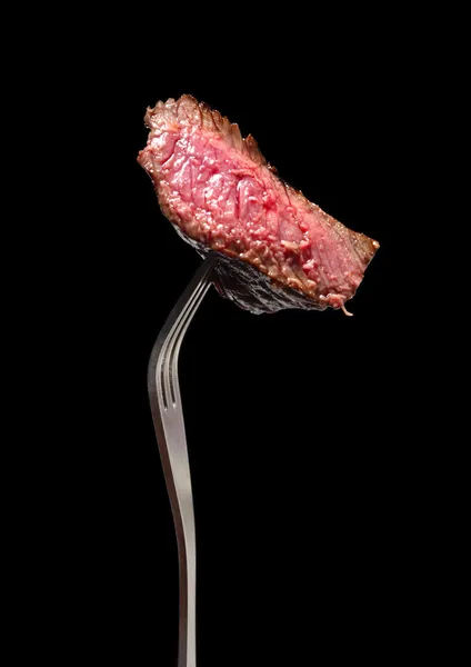 Bistecca su una forchetta — Foto Stock