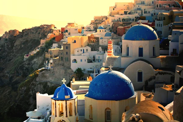Griekse zonsondergang op santorini — Stockfoto