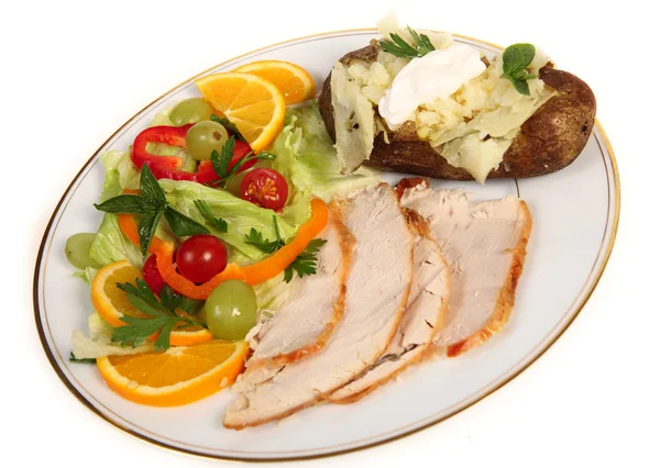 Cold turkey and salad — Stock Photo, Image