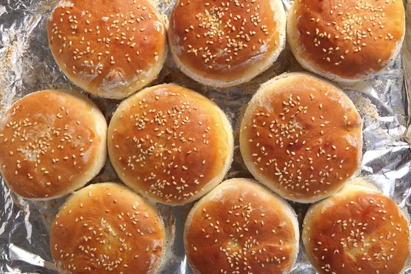 Hamburger broodjes van bovenaf — Stockfoto