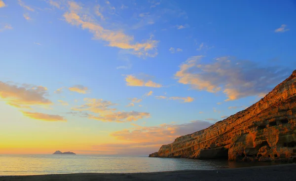 Matala beach günbatımı — Stok fotoğraf