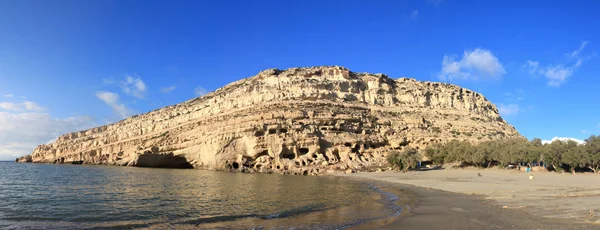 Matala klify po południu panorama — Zdjęcie stockowe
