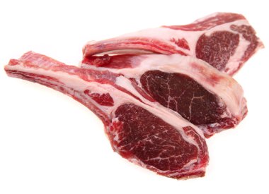 Three lamb rib chops isolated clipart