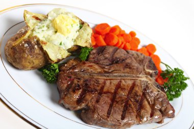 T-bone steak dinner clipart