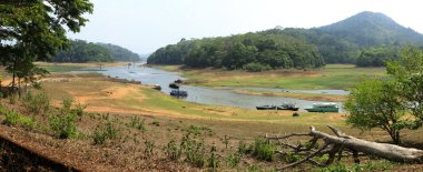 High-definition panoramic view of Periyar Lake and Tiger Reserve clipart