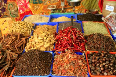 Spices in an Indian bazaar clipart