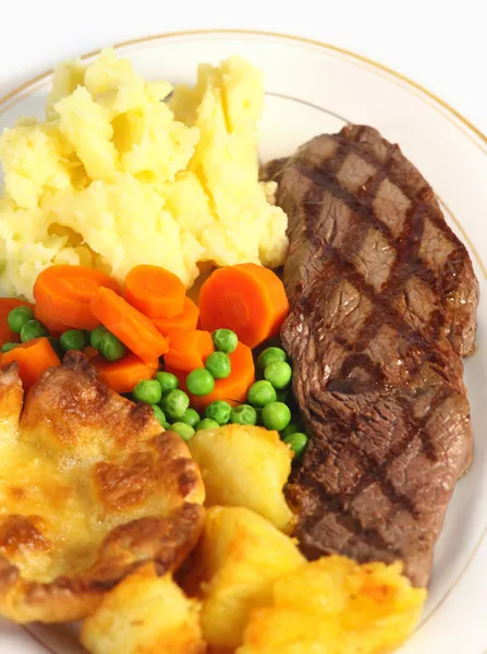 Steak-Dinner von oben — Stockfoto