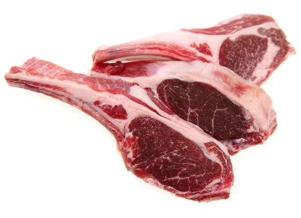 Drie lam rib chops geïsoleerd — Stockfoto