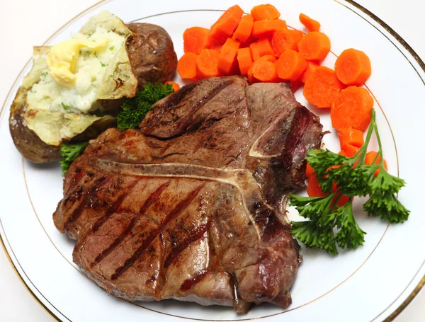T-Bone steak horizontale van bovenaf — Stockfoto