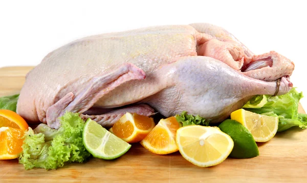 Raw duck with citrus fruits — Stock Photo, Image