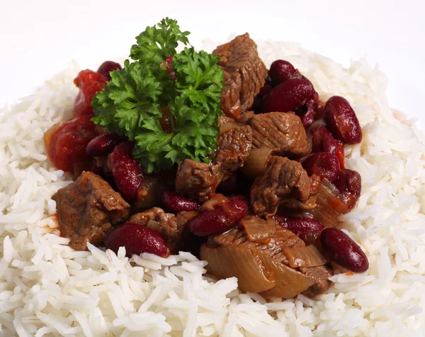 Chili con carne with rice — Stock Photo, Image