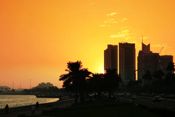 Doha naplemente — Stock Fotó