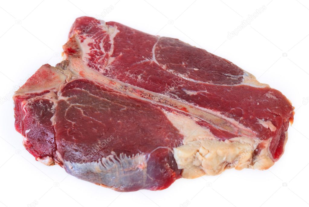 T-bone steak at an angle