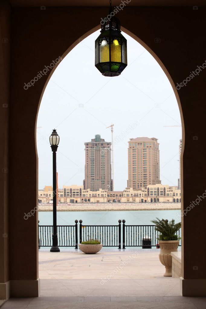 Doorway and lantern in Qatar