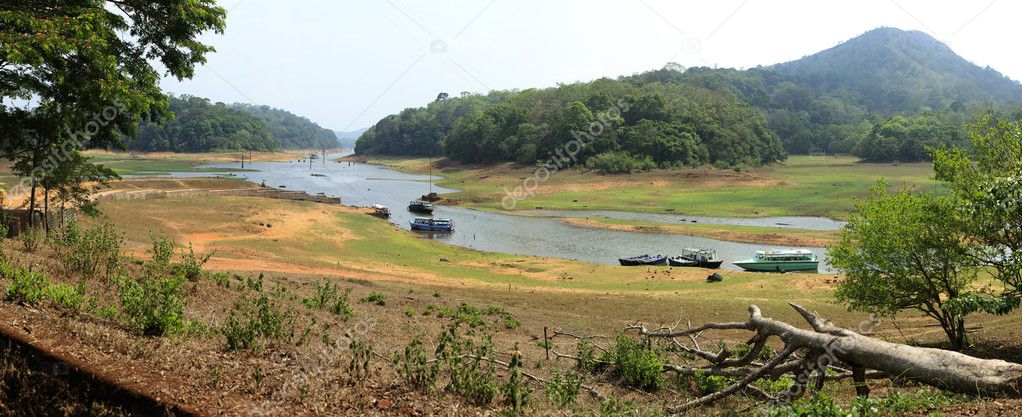 High-definition panoramic view of Periyar Lake and Tiger Reserve