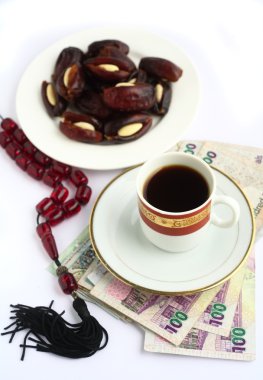 Coffee dates worry beads arab money clipart