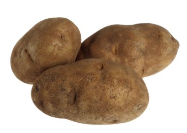 Russet potatoes over white clipart