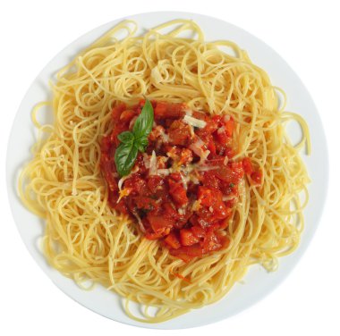 Spagetti pomodoro yukarıda