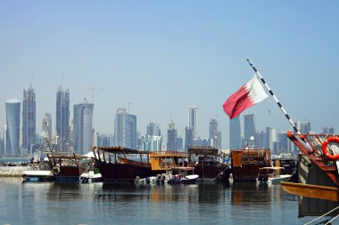 Doha harbour and towers clipart