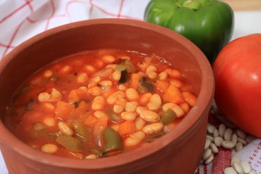 Greek white bean soup horizontal clipart