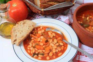 Greek white bean soup horizontal clipart