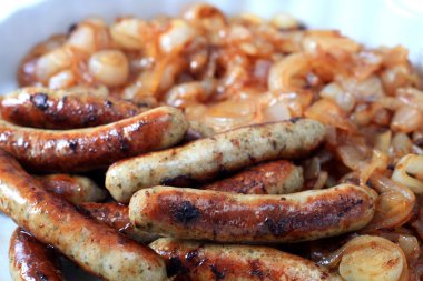 Sausages and onions clipart