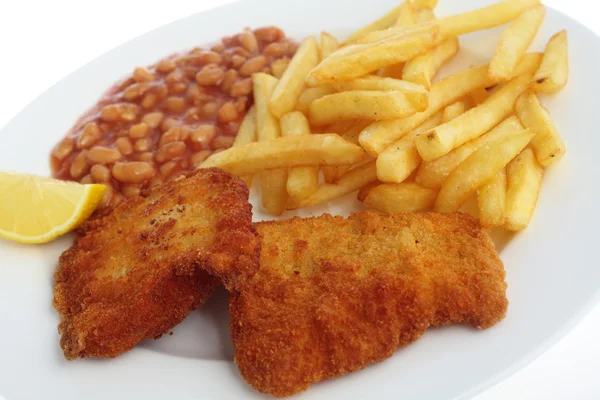 Breaded fish fillets meal angled — Stock Photo, Image