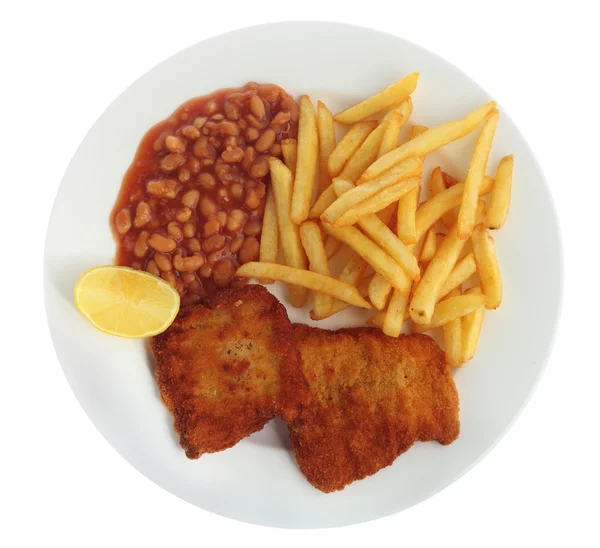 Breaded fish meal from above — Stock Photo, Image