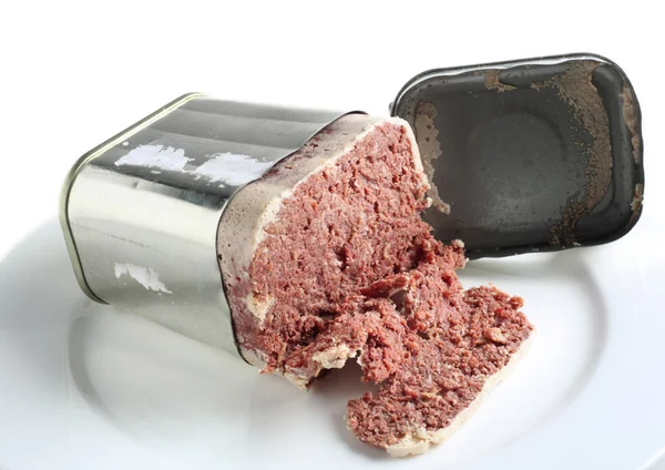 Nyissa meg tin sózott marhahús — Stock Fotó