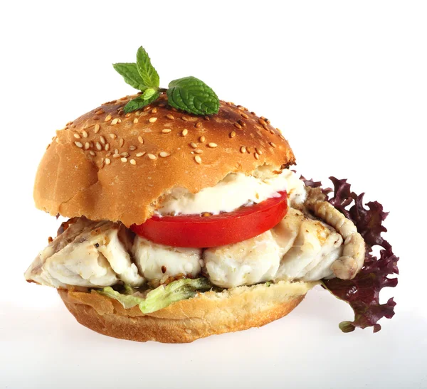 stock image Fish burger white background