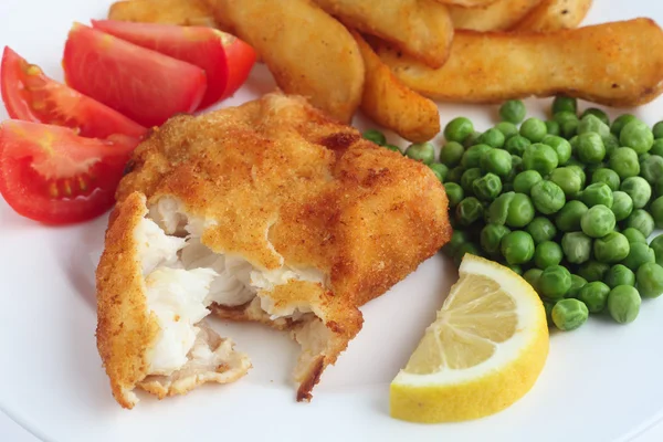 Panerad fisk filé måltid — Stockfoto