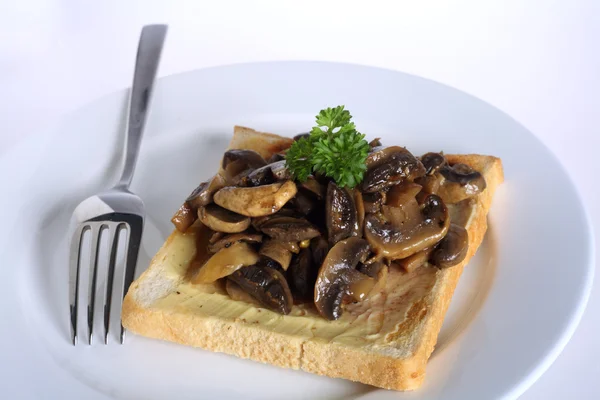 Mushrooms on toast — Stock Photo, Image