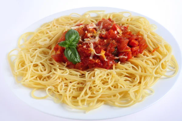 Spaghetti al pomodoro verticale — Stockfoto