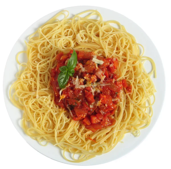 Spaghetti Pomodoro dall'alto — Foto Stock
