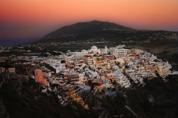 Puesta de sol sobre Fira, Santorini —  Fotos de Stock