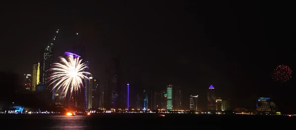 stock image Qatar National Day fireworks in Doha