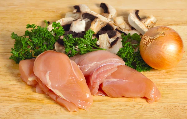 Chicken and mushroom ingredients — Stock Photo, Image