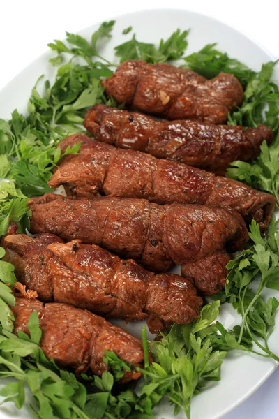 Azeitonas de carne de bovino e salsa vertical — Fotografia de Stock