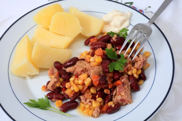 Stock image Tuna been and sweetcorn salad horizontal