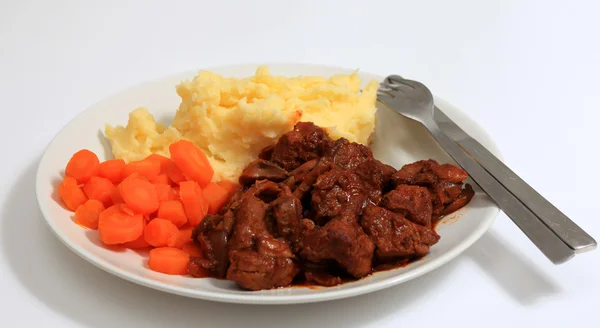 Boeuf bourguignonne meal from above — Stock Photo, Image