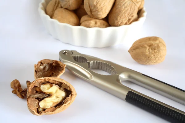 Nutcracker and walnuts — Stock Photo, Image