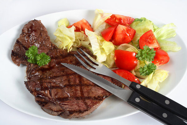 Steak and salad