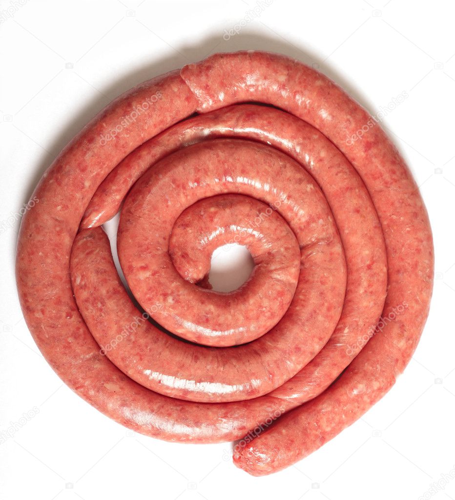 Raw boerewors sausage coil