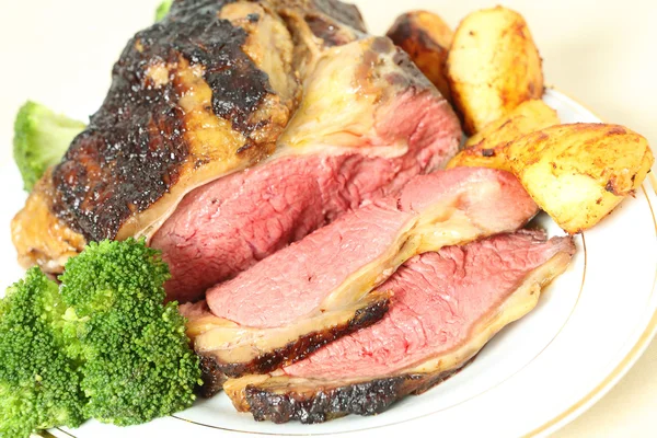 Roast sirloin beef joint angled — Stock Photo, Image