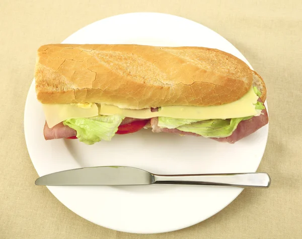 stock image Ham and cheese baguette