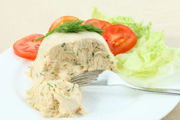Chicken meat pate and salad — Stock Photo, Image