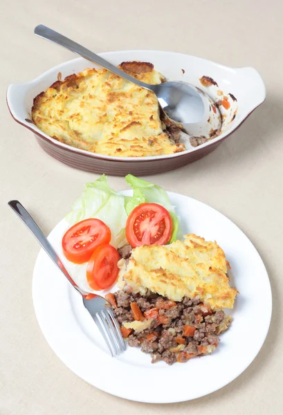 Shepherds pie with serving dish — Stock Photo, Image