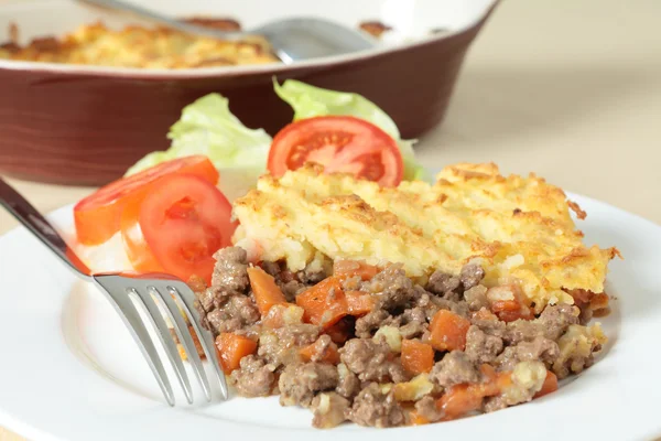 Shepherds pie with serving dish — Stock Photo, Image