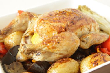 Roast chicken and vegetable clipart